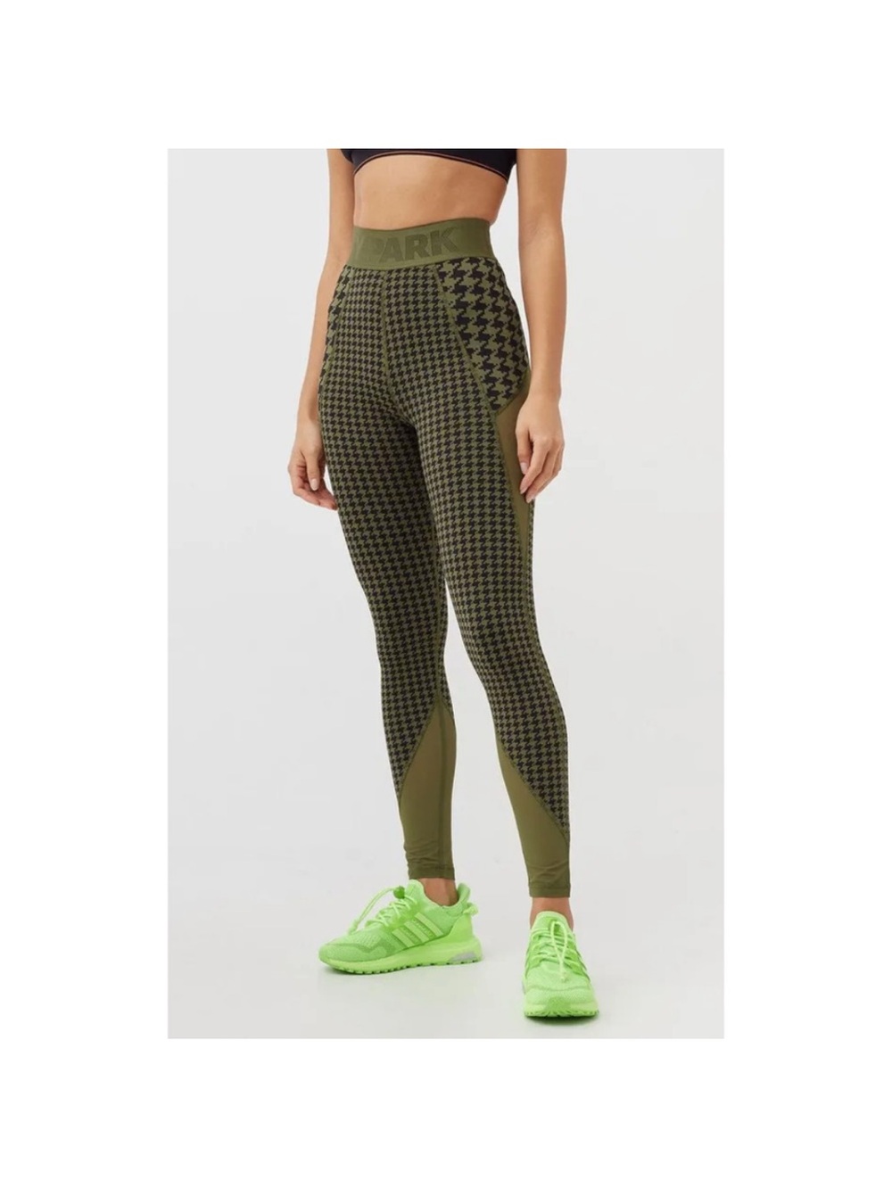IVY PARK Olive Houndstooth High-Waist Leggings